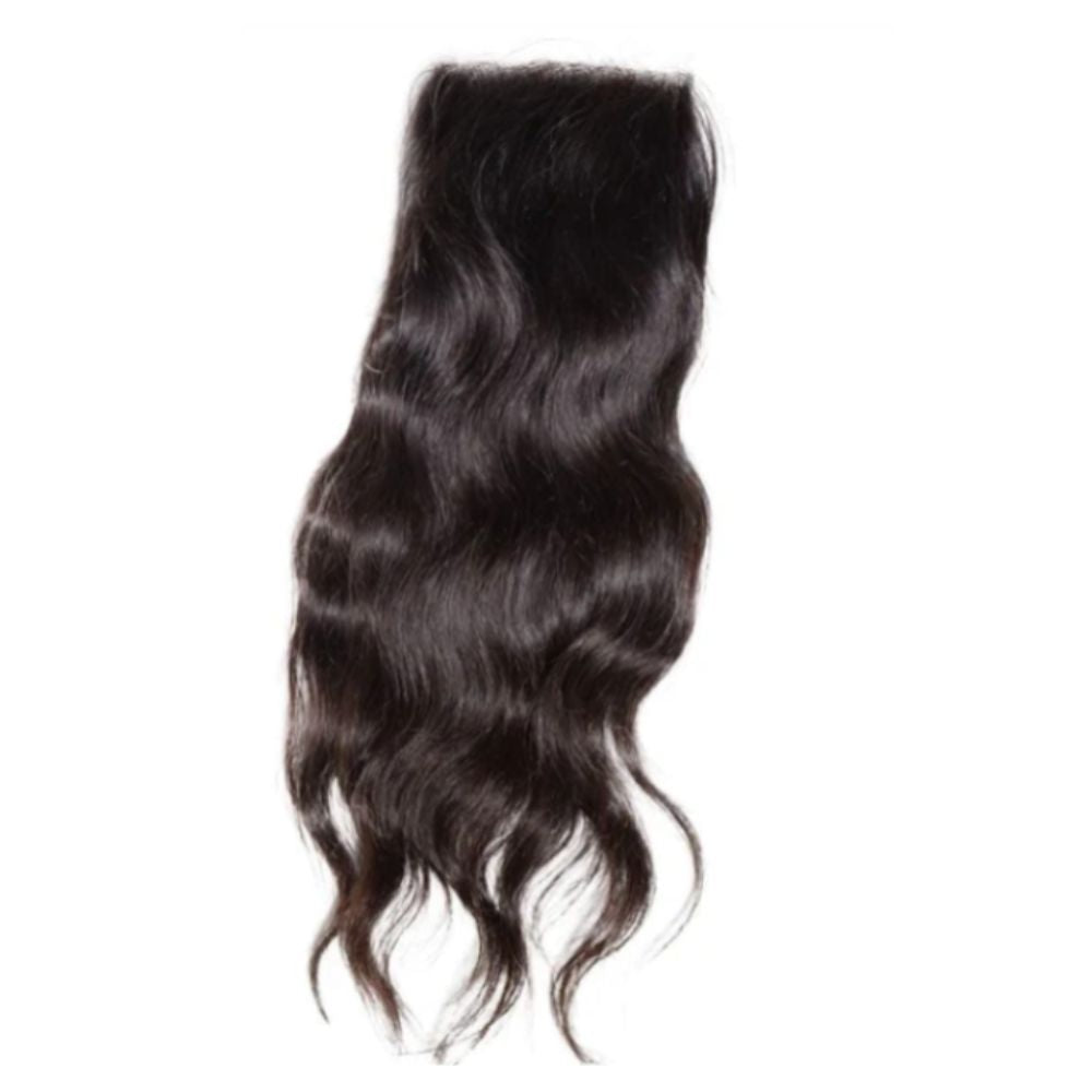 A photo of 100% HD raw straight Indian hair closure unprocessed, unbleached, and uncolored